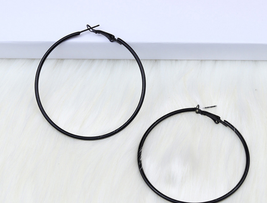 Fashion Black Metallic Painted Round Earrings,Hoop Earrings