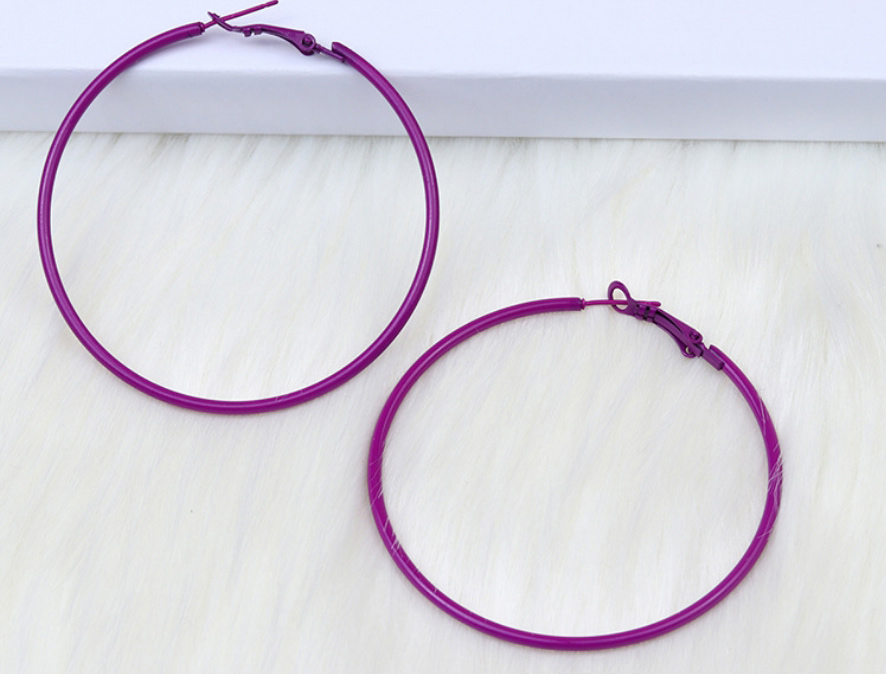 Fashion Purple Metallic Painted Round Earrings,Hoop Earrings