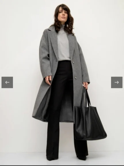 Fashion Grey Woven Lapel Coat,Coat-Jacket