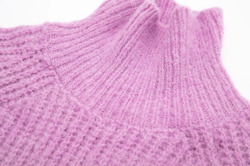 Fashion Pink Wool Knitted Turtleneck Sweater,Sweater