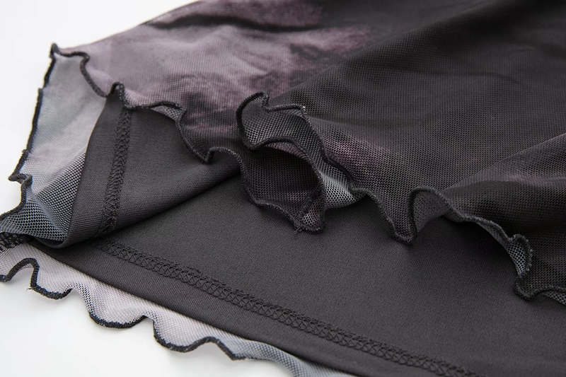 Fashion Black Printed Tulle Skirt,Skirts