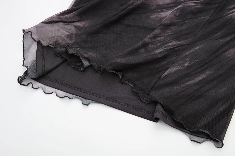 Fashion Black Printed Tulle Skirt,Skirts