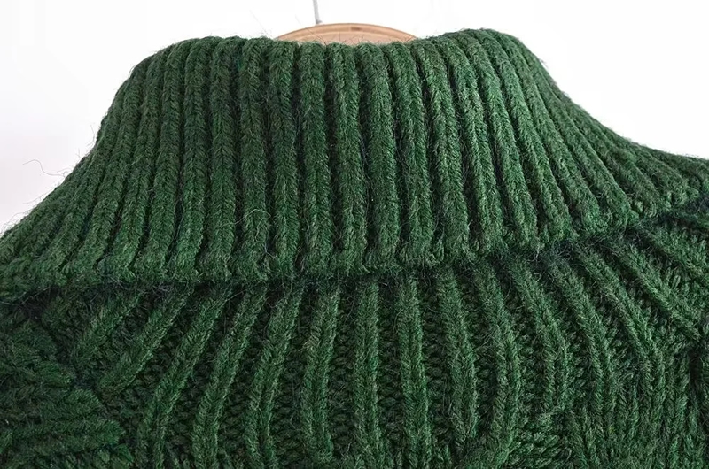 Fashion Green Wool Knit Turtleneck Sweater,Sweater
