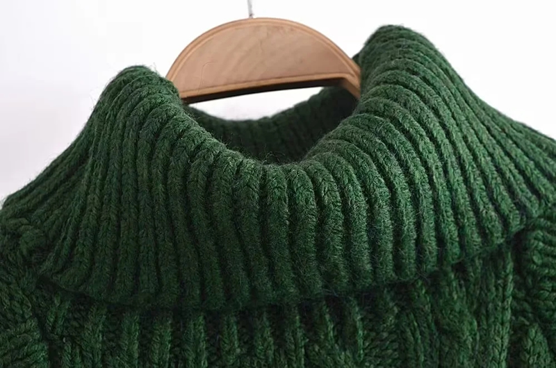 Fashion Green Wool Knit Turtleneck Sweater,Sweater