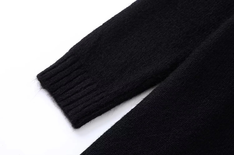 Fashion Black Knitted V-neck Sweater,Sweater