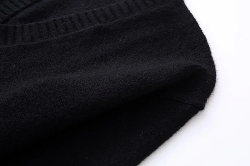 Fashion Black Knitted V-neck Sweater,Sweater