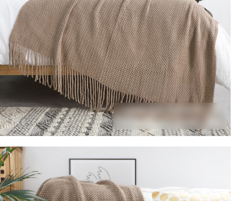 Fashion Sky Blue Hollow Knit Sofa Blanket,Home Textiles