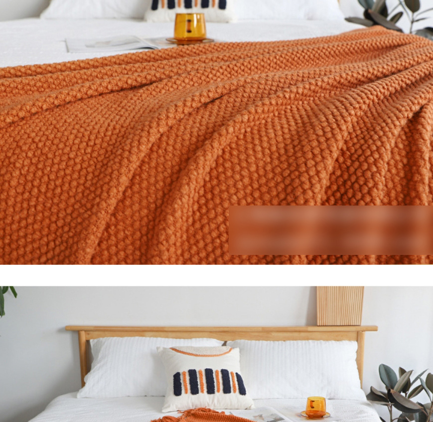 Fashion Dirty Powder 130cmx220cm With Tassel Solid Color Knit Tassel Sofa Blanket,Home Textiles