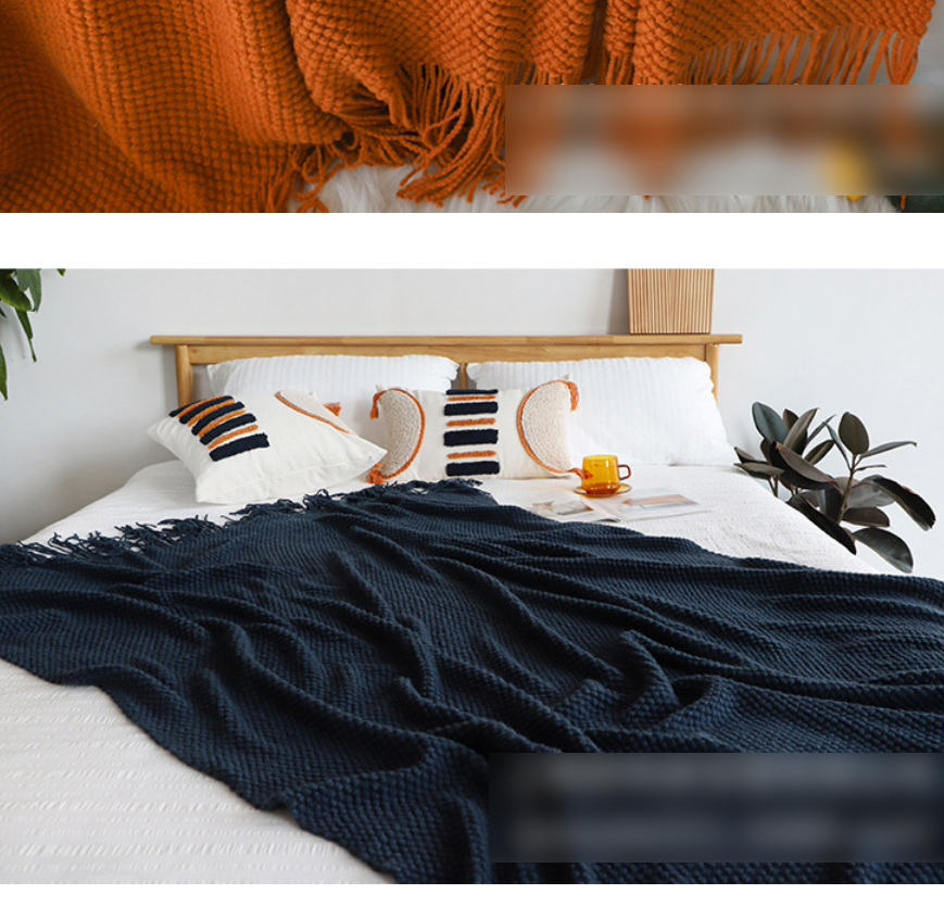 Fashion Fallen Leaves Yellow 130cmx220cm With Tassel Solid Color Knit Tassel Sofa Blanket,Home Textiles