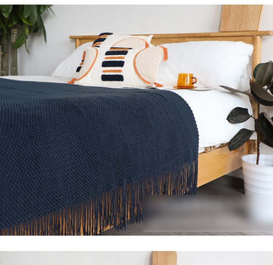 Fashion Caramel Color 130cmx170cm With Tassel Solid Color Knit Tassel Sofa Blanket,Home Textiles