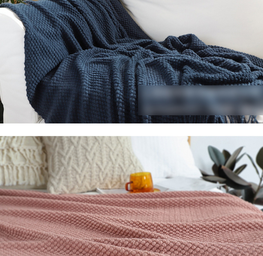 Fashion Hermes Orange 130cmx220cm With Tassel Solid Color Knit Tassel Sofa Blanket,Home Textiles