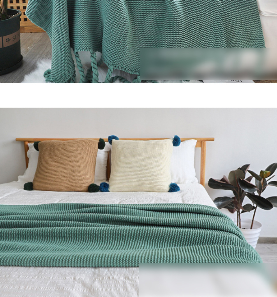Fashion Duck Green Pillow 45*45cm (with Core) Coarse Wool Woven Fringed Sofa Blanket,Home Textiles