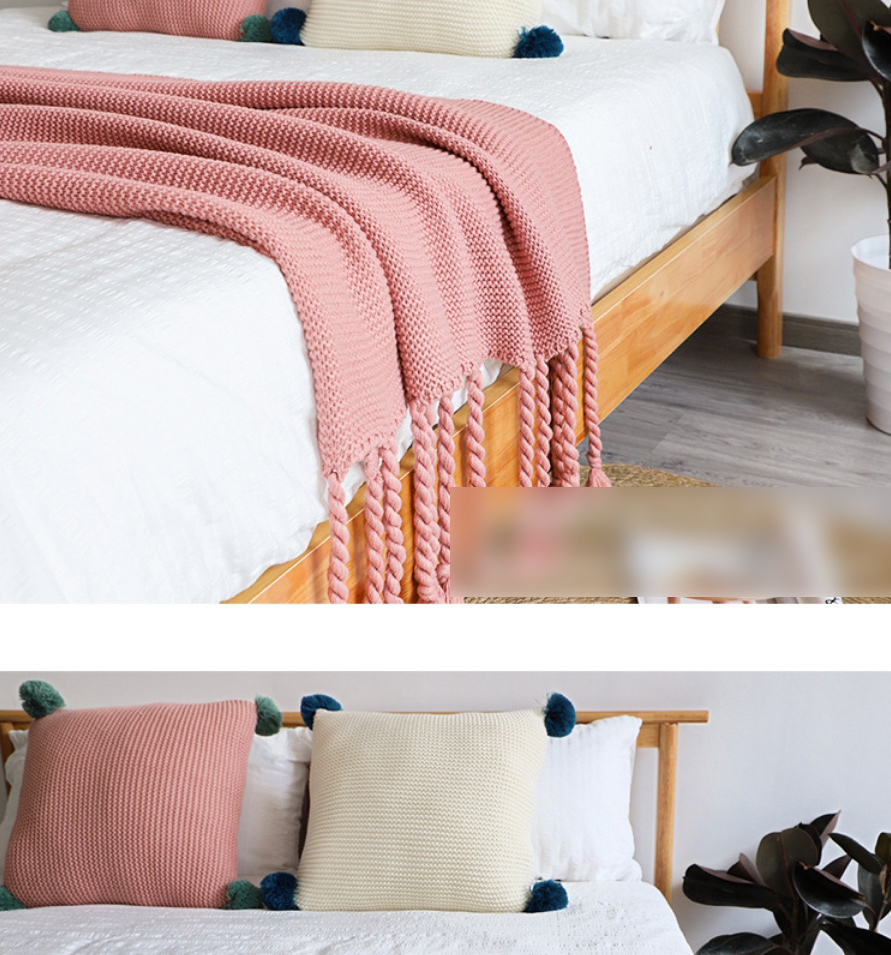 Fashion Nordic Grey Blanket 130*200cm+tassels Coarse Wool Woven Fringed Sofa Blanket,Home Textiles