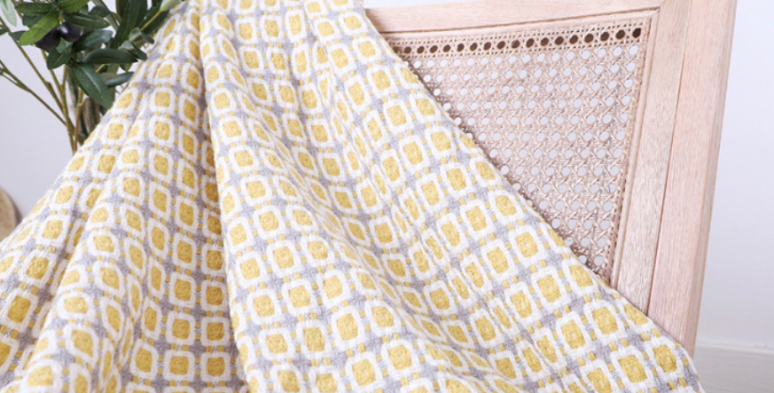 Fashion Grey Acrylic Check Knit Fringe Sofa Blanket,Home Textiles