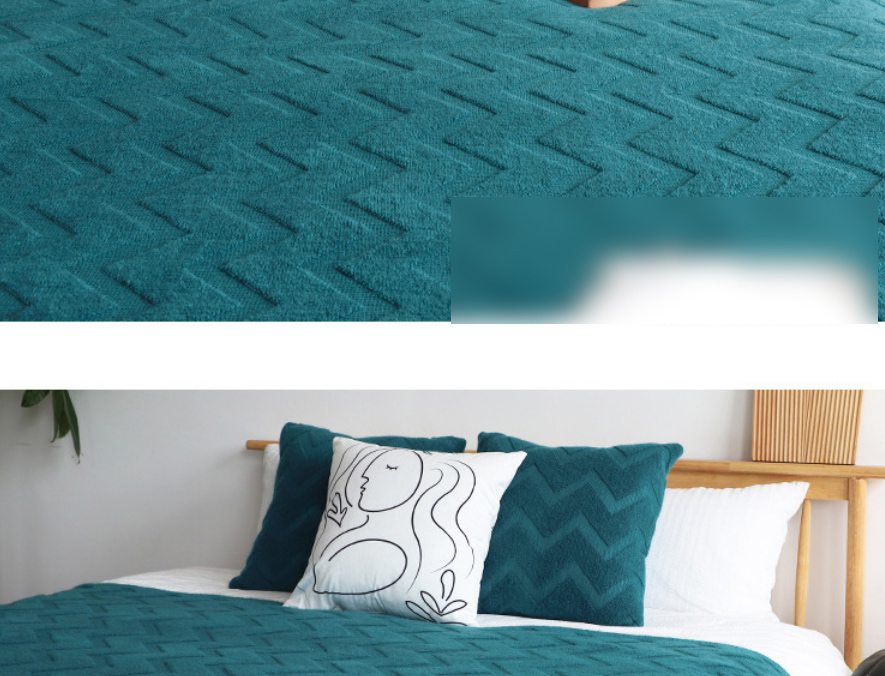 Fashion Sea Blue 130*170 (including Tassel) Solid Color Knitted Wave Pattern Sofa Blanket,Home Textiles