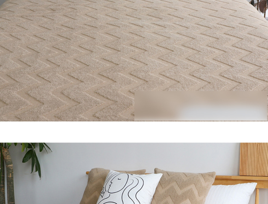 Fashion Khaki 130*170 (including Tassel) Solid Color Knitted Wave Pattern Sofa Blanket,Home Textiles