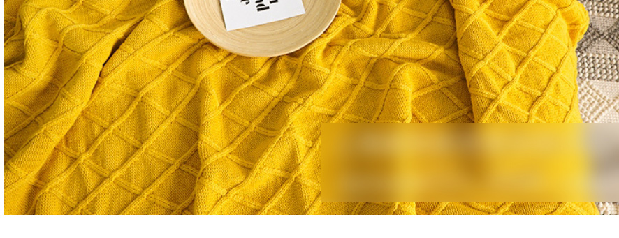 Fashion Warm Yellow Without Velvet Solid Color Diamond Double Knitted Sofa Blanket,Home Textiles