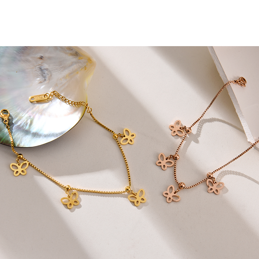 Fashion Rose Gold Titanium Cutout Butterfly Pendant Anklet,Fashion Anklets