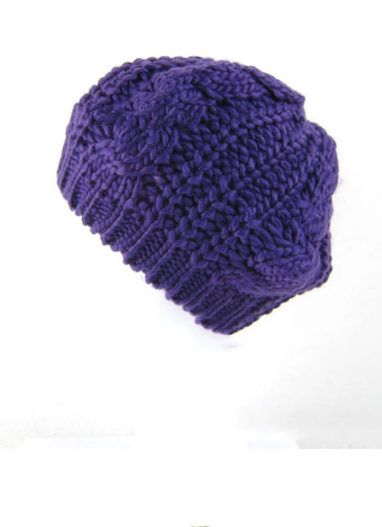 Fashion Purple Braided Braided Beret,Beanies&Others