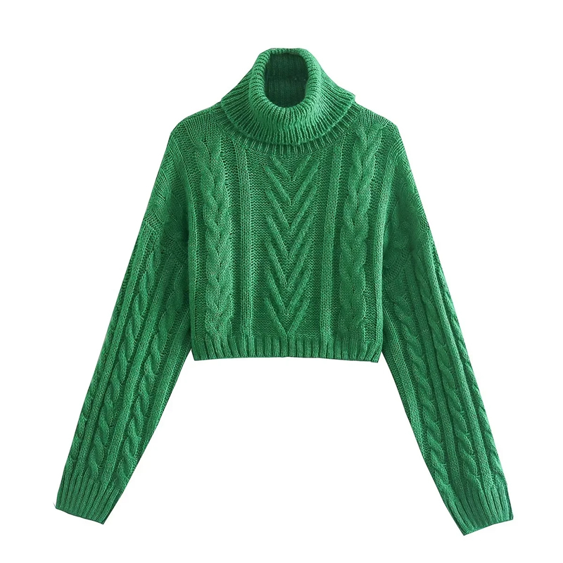 Fashion Blue Eight -stranded Short -collar Knitted Sweater,Sweater