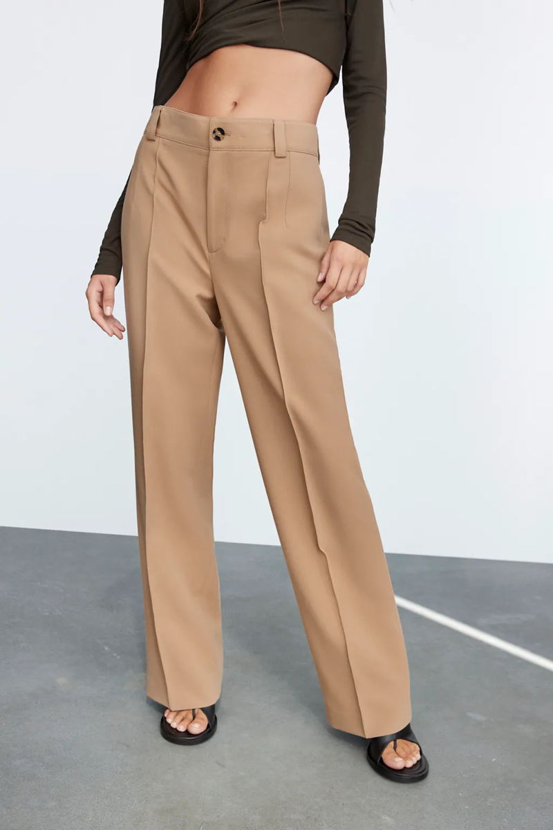 Fashion Photo Color Neutral Wind Straight Tube High Waist Trousers,Pants
