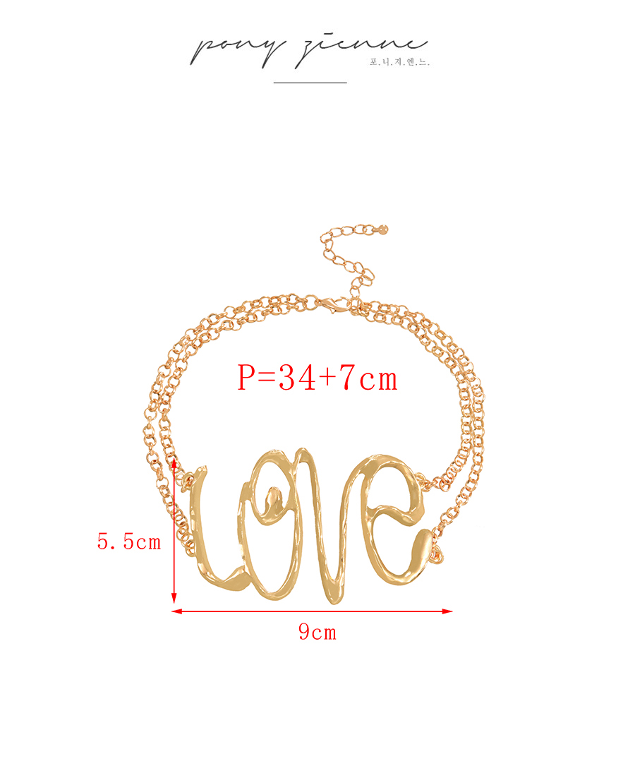 Fashion Gold Alloy Letters Love Chain Collar,Chokers