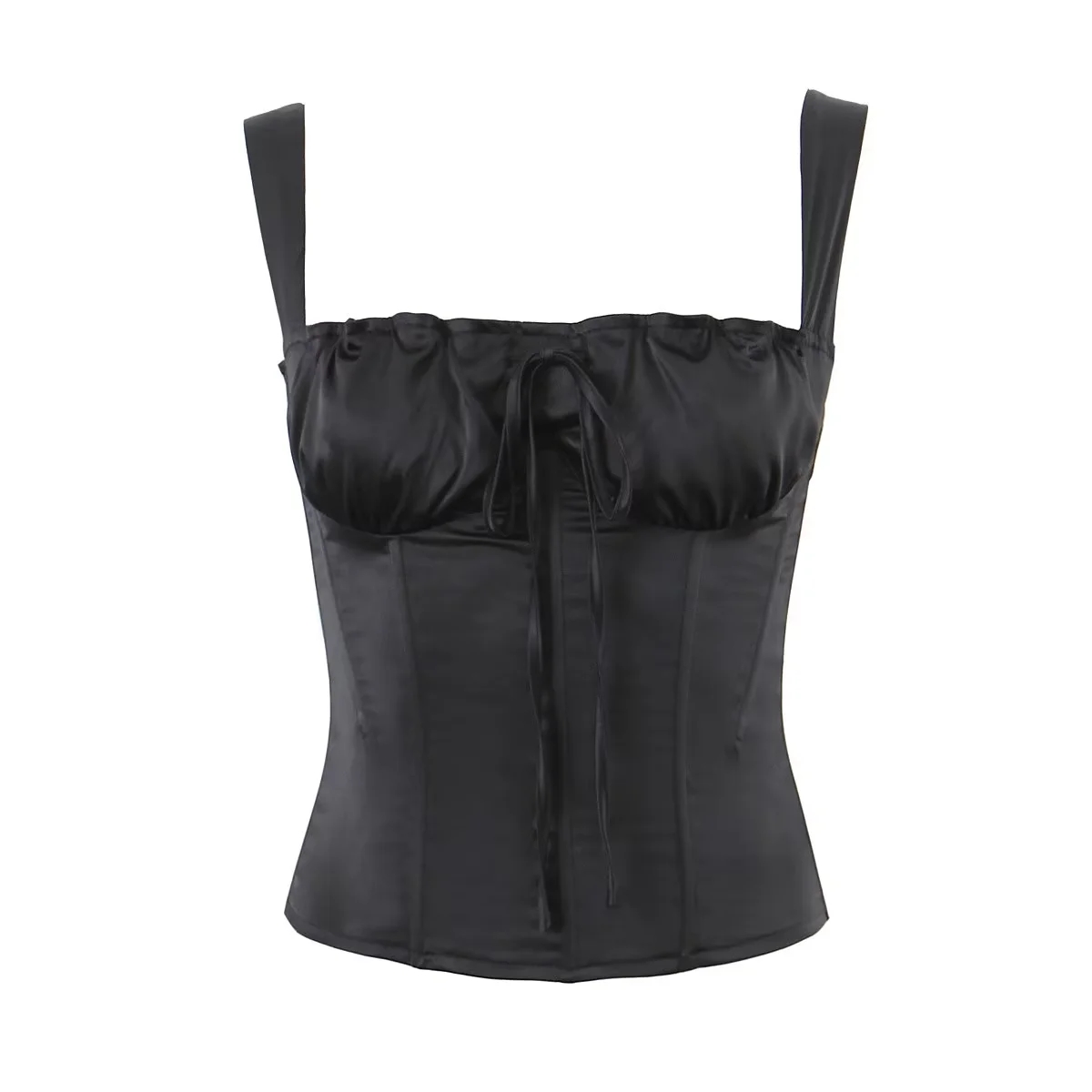 Fashion Black Chest Tie Belted Suspenders,Tank Tops & Camis