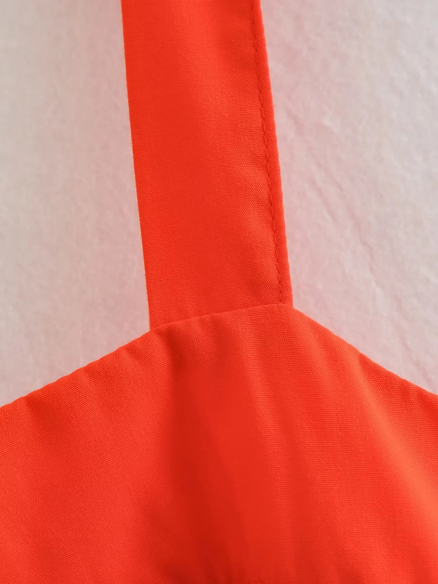 Fashion Orange Woven Tie Slip Dress,Long Dress