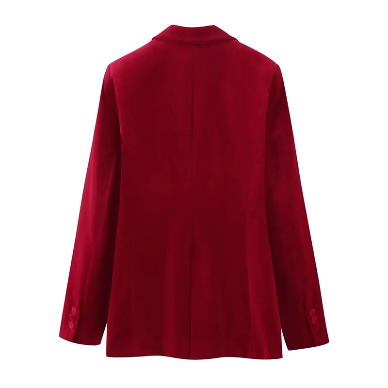 Fashion Red Woven Single-button Pocket Blazer,Coat-Jacket