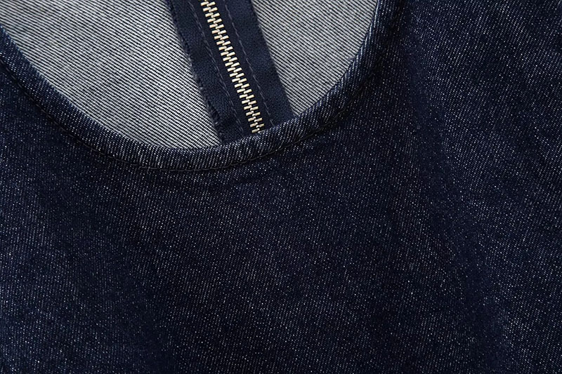 Fashion Blue Woven Crewneck Rhinestone Tassel Vest,Coat-Jacket