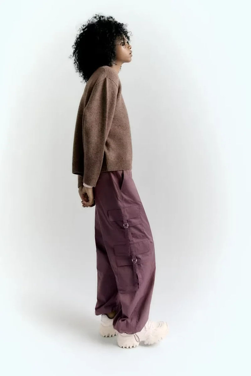 Fashion Purple Woven Multi-pocket Blouson Trousers,Pants