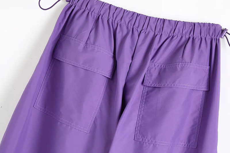 Fashion Purple Woven Layered Waist Trousers,Pants