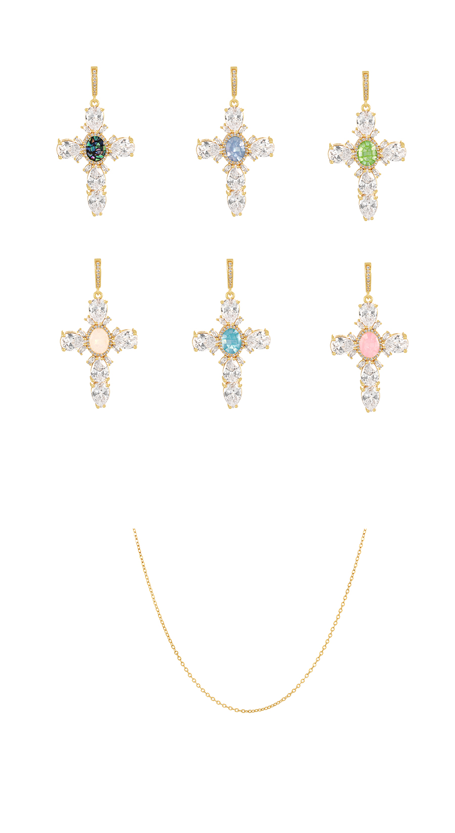 Fashion Pink Copper Inlaid Zircon Color Shell Cross Pendant Accessories,Jewelry Packaging & Displays