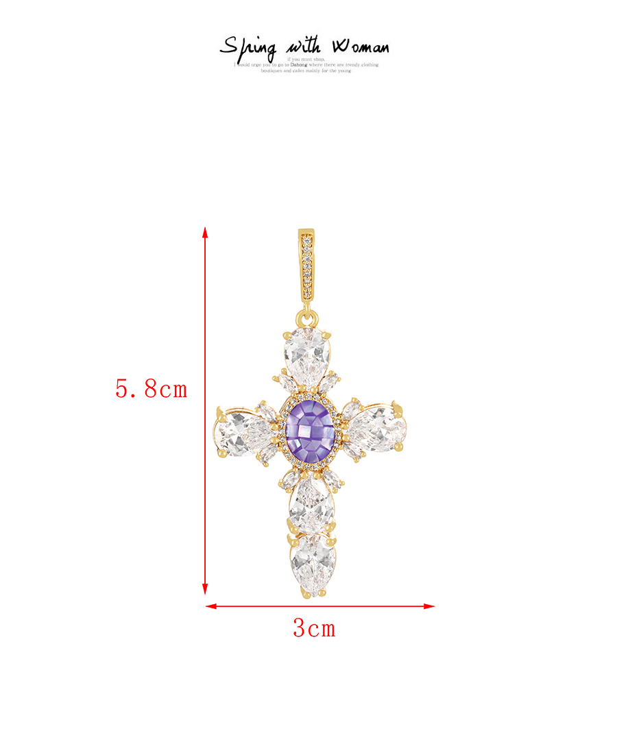 Fashion Purple Copper Inlaid Zircon Color Shell Cross Pendant Accessories,Jewelry Packaging & Displays