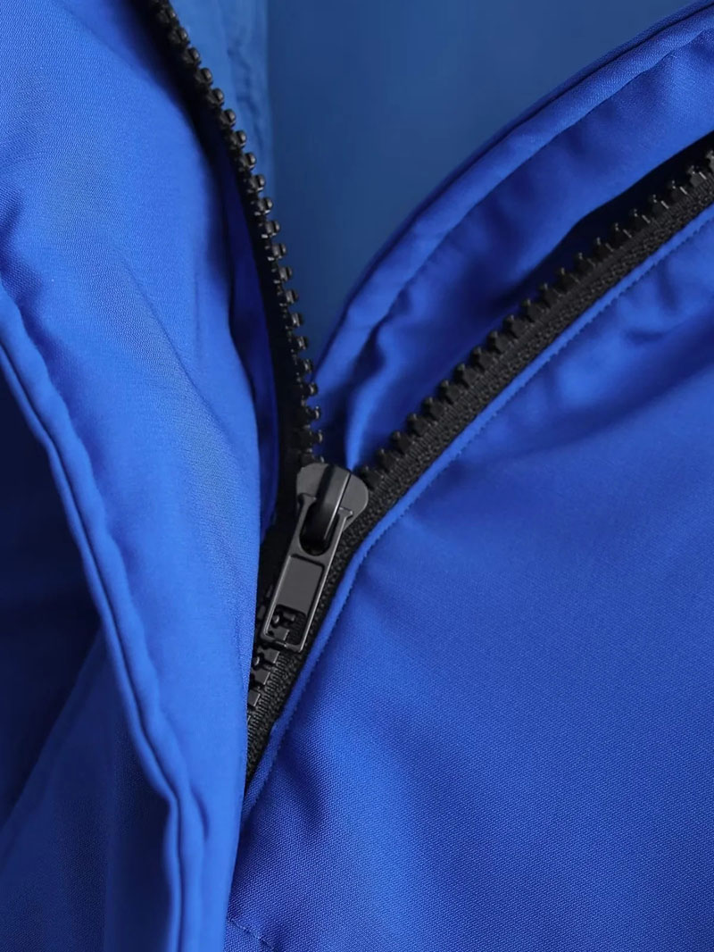Fashion Blue Polyester Stand Collar Drawstring Padded Jacket,Coat-Jacket