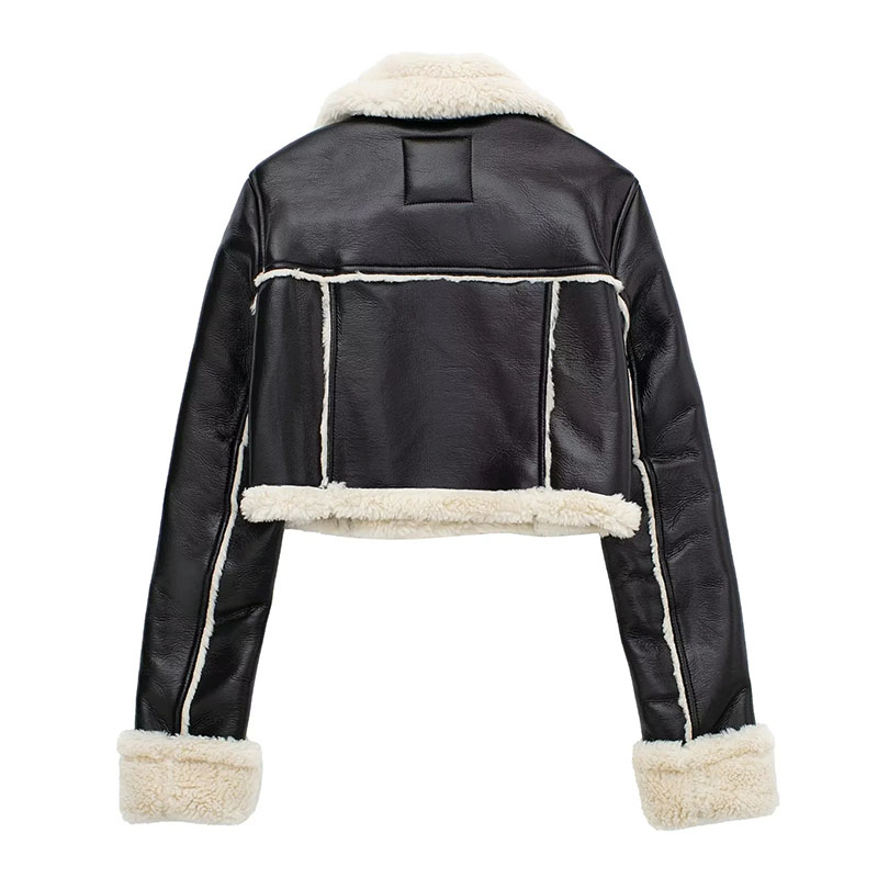 Fashion Black Fur Lapel Collar Jacket,Coat-Jacket
