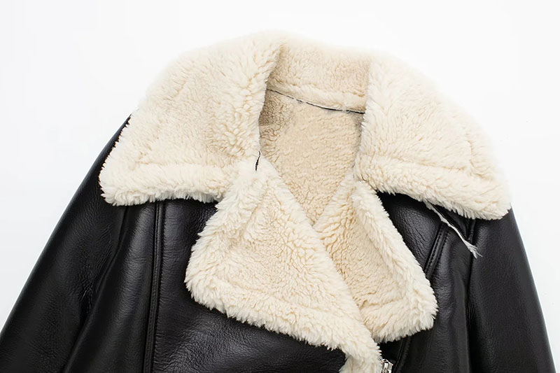 Fashion Black Fur Lapel Collar Jacket,Coat-Jacket