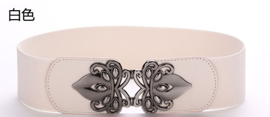 Fashion White 75cm Metal Buckle Wide Belt,Wide belts