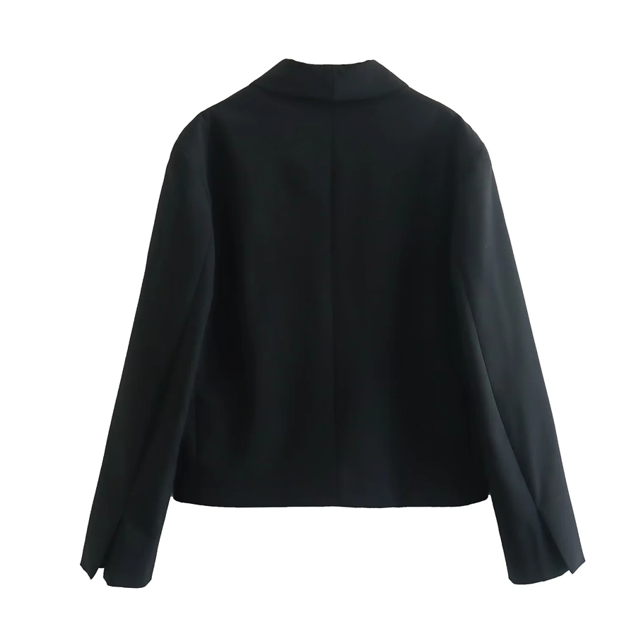 Fashion Black Polyester Lapel Pocket Blazer,Coat-Jacket