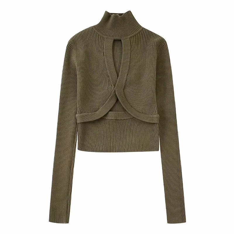 Fashion Armygreen Wool-knit Turtleneck Sweater,Sweater