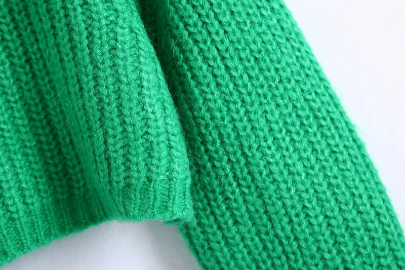 Fashion Green Wool-knit Crewneck Sweater,Sweater
