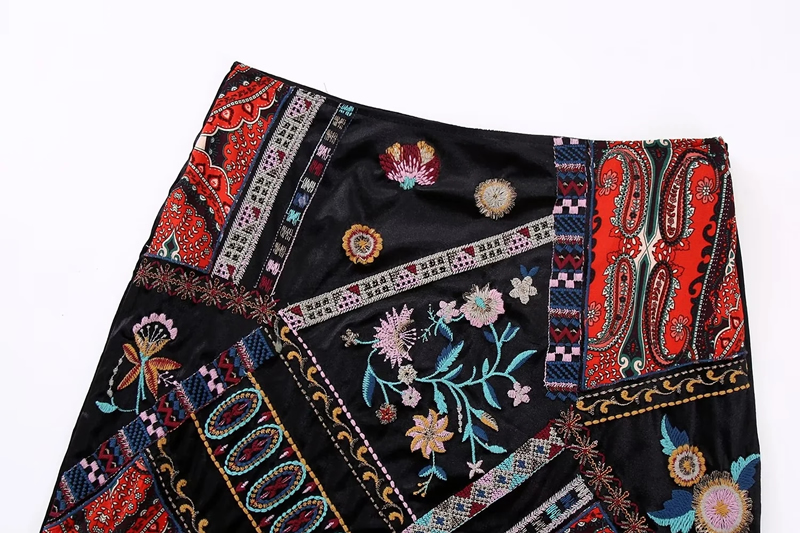 Fashion Color Polyester Print Embroidered Skirt,Skirts