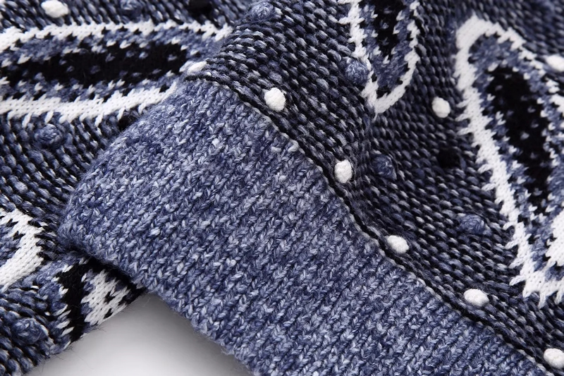 Fashion Grey Wool-knit Jacquard-knit Sweater,Sweater