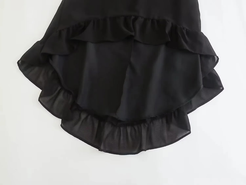 Fashion Black Chiffon Irregular Hem Skirt,Skirts