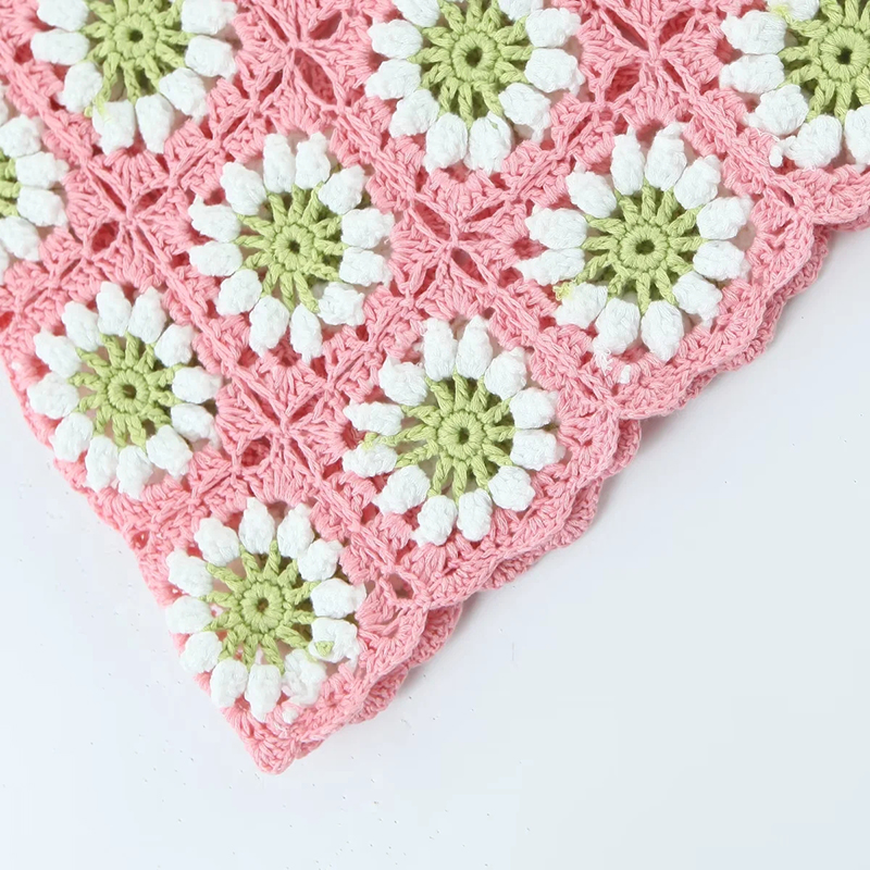 Fashion Pink Crochet Blend Floral Skirt,Skirts