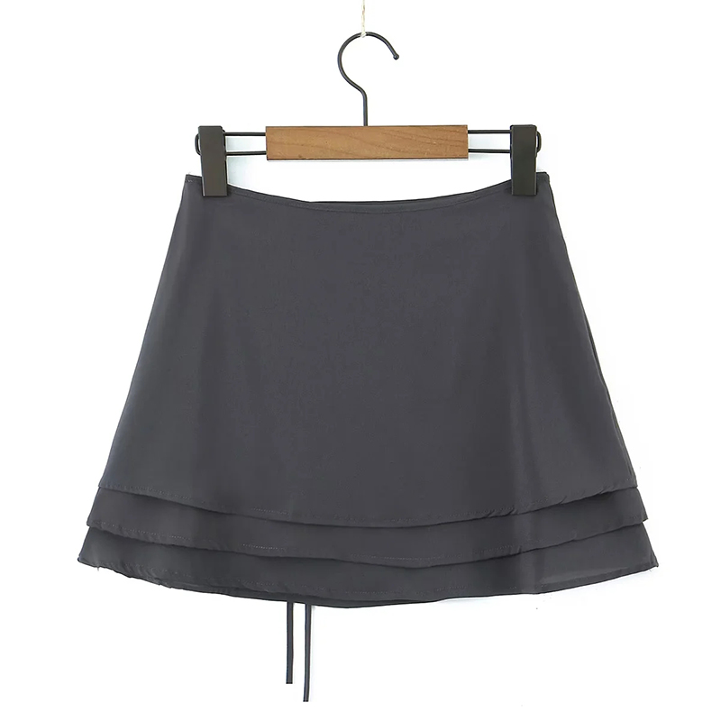 Fashion Purple Gray Polyester Tie Skirt,Skirts