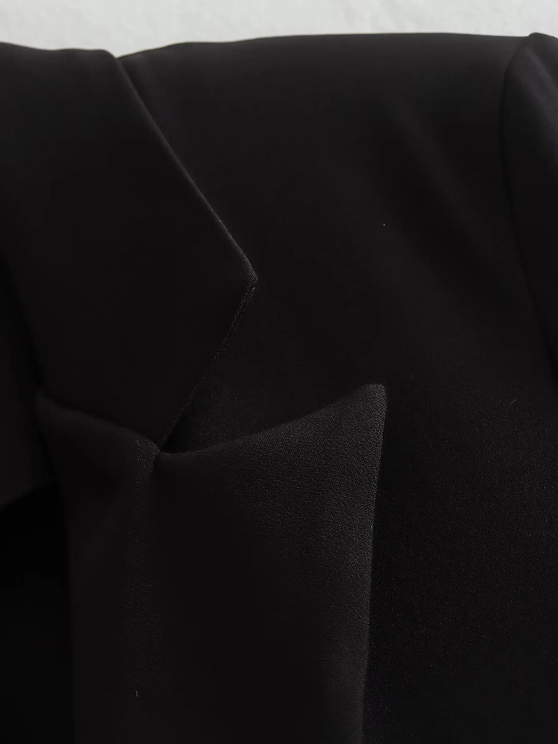 Fashion Black Shiny Fringed Blazer,Coat-Jacket