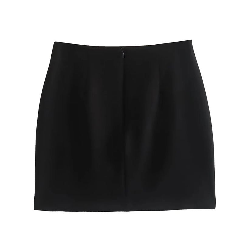 Fashion Black Shiny Fringed Skirt,Skirts
