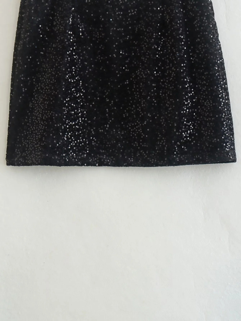 Fashion Black Sequin Embellished Skirt,Skirts