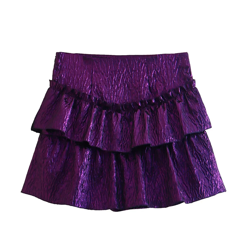 Fashion Purple Polyester Layered Lace Culottes,Shorts